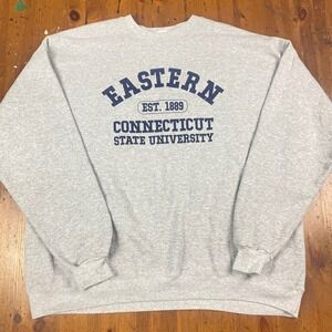 Hanes Men XL Gray Eastern Connecticut State University Crew Neck ECSU Sweatshirt